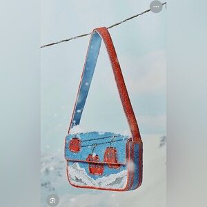 NWT Anthropologie The Fiona Beaded Bag:  Winter Icon Edition, Ski Lift